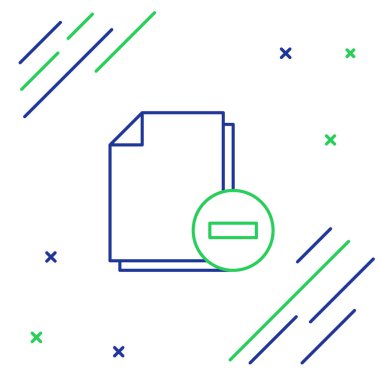 Eksi simgeye sahip çizgi belgesi beyaz arkaplanda izole edildi. Belgeyi temizle. Dosya belgesini sil. Bilgi dosyasını sil. Renkli taslak konsepti. Vektör.