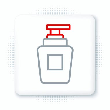 Beyaz arka planda izole edilmiş bir şampuan ikonu çizgisi. Renkli taslak konsepti. Vektör.