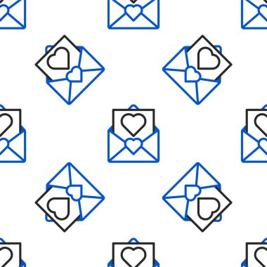 Valentine 'ın kalp ikonu olan Line Envelope beyaz arka planda izole edilmiş pürüzsüz desen. Mesaj aşkım. Aşk ve romantizm mektubu. Renkli taslak konsepti. Vektör.