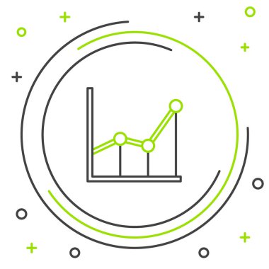 Çizelge, çizelge, çizelge, diyagram, bilgi, beyaz arkaplanda izole edilmiş turta grafik simgesi. Renkli taslak konsepti. Vektör.