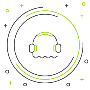 Beyaz arkaplanda hat kulaklığı simgesi izole edildi. Müşteri hizmetleri, yardım hattı, çağrı merkezi, faq, bakım. Renkli taslak konsepti. Vektör.