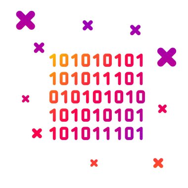 Renk satırı ikili kod simgesi beyaz arkaplanda izole edildi. Kademeli rastgele dinamik şekiller. Vektör İllüstrasyonu.