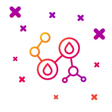 Beyaz arkaplanda izole edilmiş renk çizgisi Molekül yağı ikonu. Kimya moleküllerinin yapısı. Kademeli rastgele dinamik şekiller. Vektör İllüstrasyonu.