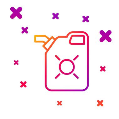 Beyaz arka planda izole edilmiş motor makine yağı simgesi için renk çizgisi kutusu. Benzin bidonu. Yağ değiştirme ve onarım servisi. Motor yağı işareti. Kademeli rastgele dinamik şekiller. Vektör İllüstrasyonu.