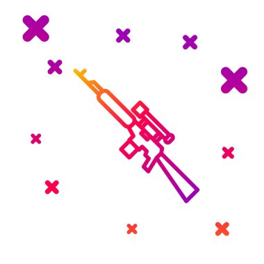 Beyaz arka planda izole edilmiş dürbünlü renkli nişancı tüfeği. Kademeli rastgele dinamik şekiller. Vektör İllüstrasyonu.