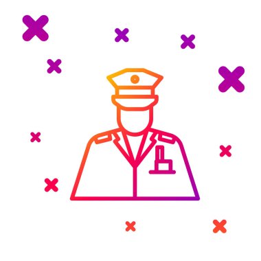 Polis memuru simgesi beyaz arkaplanda izole edildi. Kademeli rastgele dinamik şekiller. Vektör İllüstrasyonu.