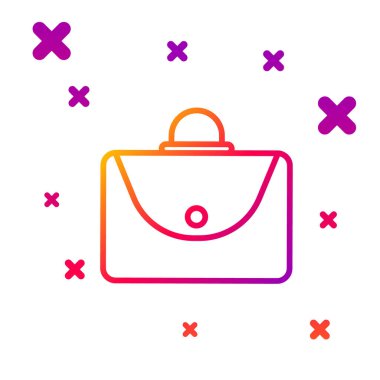 Beyaz arkaplanda renk çizgisi evrak çantası simgesi izole edildi. İş ilanı. İş portföyü. Kademeli rastgele dinamik şekiller. Vektör İllüstrasyonu.