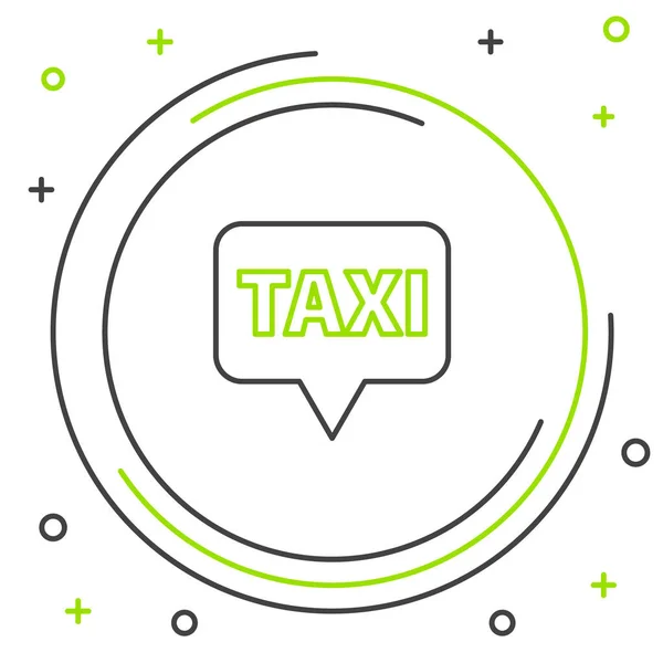 Linje Karta Pekare Med Taxi Ikon Isolerad Vit Bakgrund Platssymbol — Stock vektor