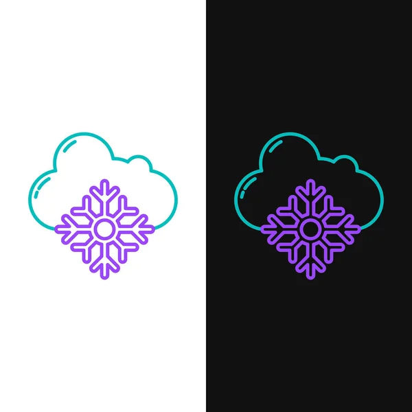 Line Cloud Mit Schnee Symbol Isoliert Auf Weißem Und Schwarzem — Stockvektor