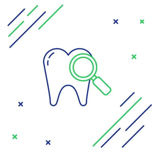 Line Dental Search Icon Isolated White Background Tooth Symbol Dentistry — Stock Vector
