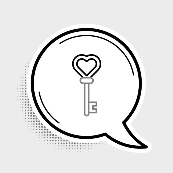 Llave Línea Forma Corazón Icono Aislado Sobre Fondo Gris Concepto — Vector de stock