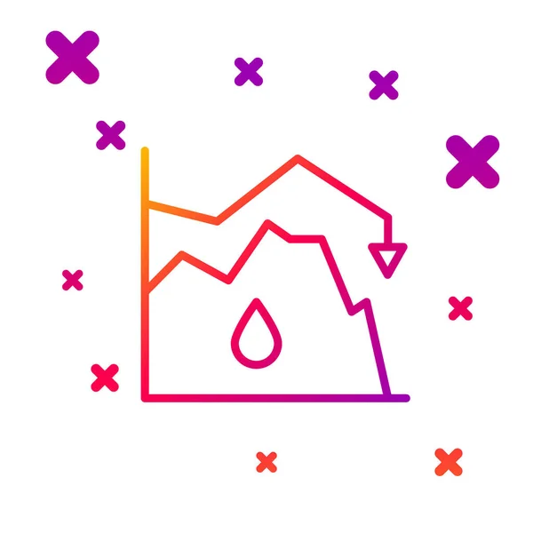 Kleurlijn Druppel Ruwe Olie Prijs Pictogram Geïsoleerd Witte Achtergrond Crisisconcept — Stockvector