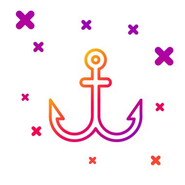 Beyaz arkaplanda renk çizgisi Anchor simgesi izole edildi. Kademeli rastgele dinamik şekiller. Vektör İllüstrasyonu.