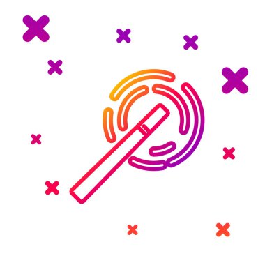 Renk çizgisi Sihirli değnek simgesi beyaz arkaplanda izole edildi. Yıldız şeklinde sihirli aksesuar. Sihirli güç. Kademeli rastgele dinamik şekiller. Vektör İllüstrasyonu.