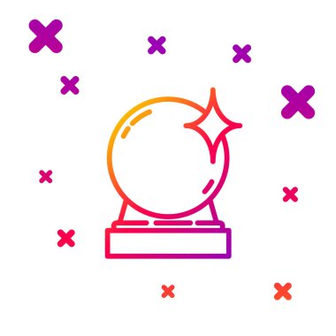 Renk çizgisi Sihirli Top simgesi beyaz arkaplanda izole edildi. Kristal küre. Kademeli rastgele dinamik şekiller. Vektör İllüstrasyonu.