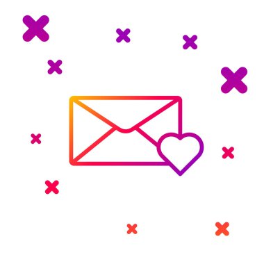 Beyaz zemin üzerinde 8 Mart simgesi bulunan renk çizgisi Zarfı. Mesaj aşkım. Aşk ve romantizm mektubu. Uluslararası Mutlu Kadınlar Günü. Kademeli rastgele dinamik şekiller. Vektör İllüstrasyonu.