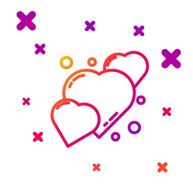 Renk çizgisi Kalbi simgesi beyaz arkaplanda izole edildi. Romantik sembol, bağlanma, tutku ve düğün. 8 Mart. Mutlu Kadın Günleri. Kademeli rastgele dinamik şekiller. Vektör İllüstrasyonu.