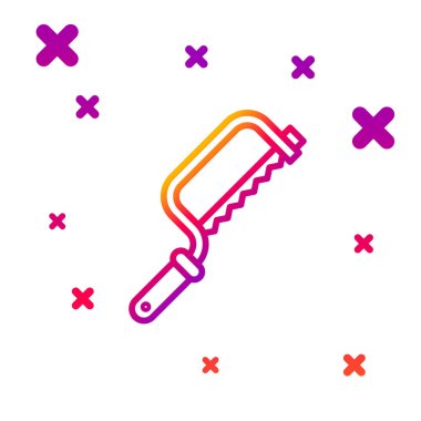 Demir Testere renk çizgisi simgesi beyaz arkaplanda izole edildi. Tahta ve metal testeresi. Kademeli rastgele dinamik şekiller. Vektör İllüstrasyonu.