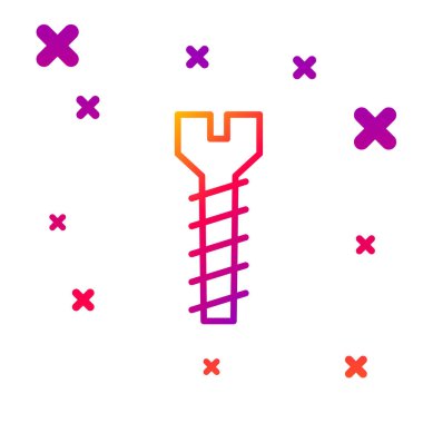 Beyaz arkaplanda izole edilmiş renkli metal vida simgesi. Kademeli rastgele dinamik şekiller. Vektör İllüstrasyonu.