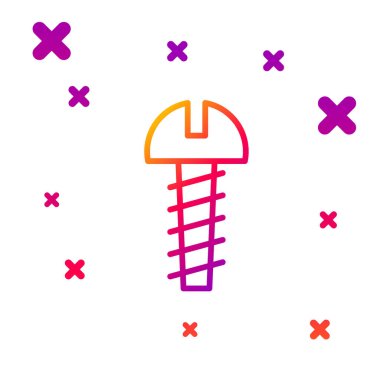 Beyaz arkaplanda izole edilmiş renkli metal vida simgesi. Kademeli rastgele dinamik şekiller. Vektör İllüstrasyonu.