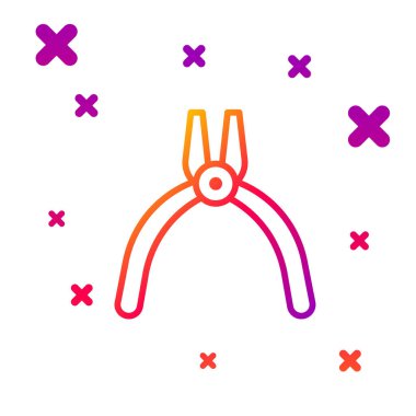 Beyaz arkaplanda renk çizgisi pense aracı simgesi izole edildi. Pense endüstriyel mekanik su tesisatında çalışıyor. Kademeli rastgele dinamik şekiller. Vektör İllüstrasyonu.