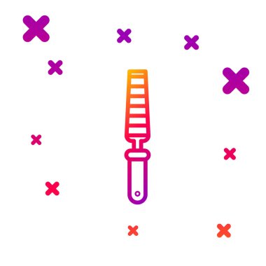 Beyaz arkaplanda izole edilmiş odun simgesi için renk çizgisi keski aracı. Kademeli rastgele dinamik şekiller. Vektör İllüstrasyonu.