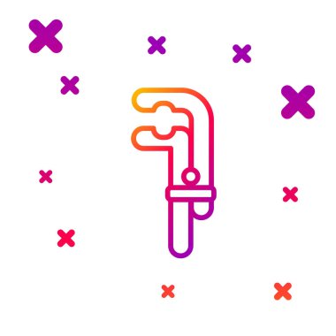 Renk çizgisi Clamp aracı simgesi beyaz arkaplanda izole edildi. Çilingir aleti. Kademeli rastgele dinamik şekiller. Vektör İllüstrasyonu.