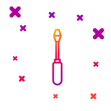 Beyaz arkaplanda renk çizgisi tornavida simgesi izole edildi. Servis aracı sembolü. Kademeli rastgele dinamik şekiller. Vektör İllüstrasyonu.