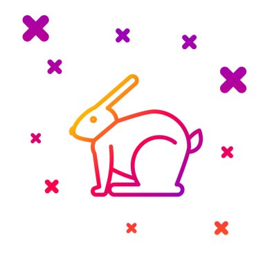 Beyaz arka planda izole edilmiş renkli Paskalya tavşanı ikonu. Paskalya Tavşanı. Kademeli rastgele dinamik şekiller. Vektör İllüstrasyonu.