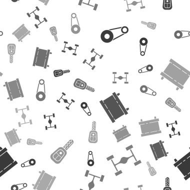 Zamanlama kemeri kiti, Chassis arabası, araba aküsü ve uzaktan kumandalı dikişsiz şablon. Vektör.