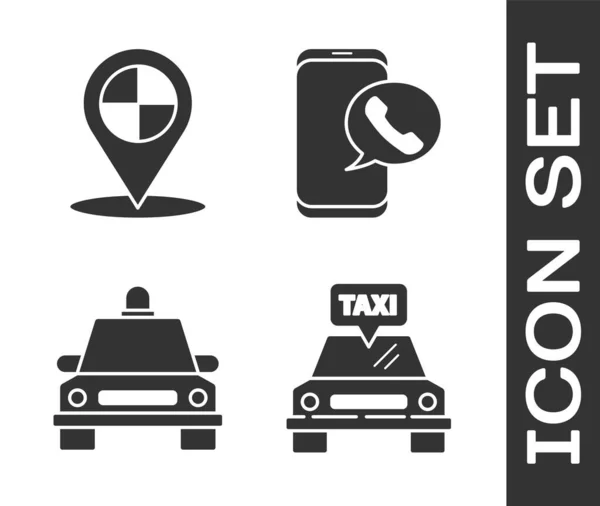 Taksi Harita Işaretleyici Taksi Taksi Taksi Servisi Ikonu Ayarlayın Vektör — Stok Vektör