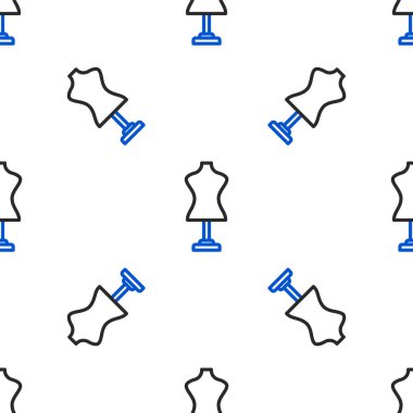 Çizgi Manken simgesi beyaz arkaplanda izole edilmiş kusursuz desen. Terzi mankeni. Renkli taslak konsepti. Vektör.