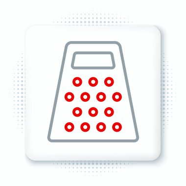 Çizgi Grater simgesi beyaz arkaplanda izole edildi. Mutfak sembolü. Mutfak aletleri. Çatal bıçak seti. Renkli taslak konsepti. Vektör.