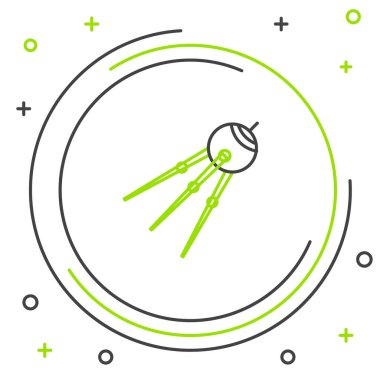 Uydu simgesi beyaz arkaplanda izole edildi. Renkli taslak konsepti. Vektör.