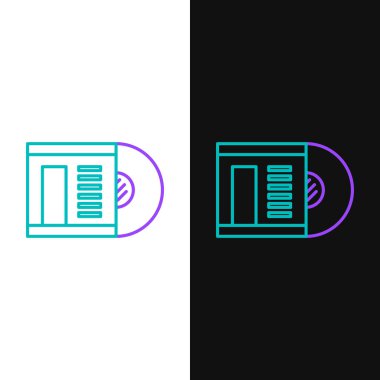 Çizgi Vinil disk simgesi beyaz ve siyah arkaplanda izole edildi. Renkli taslak konsepti. Vektör.
