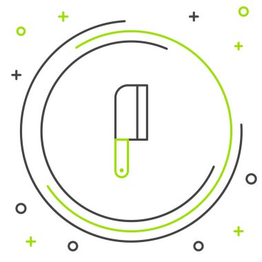 Line Meat helikopter simgesi beyaz arkaplanda izole edildi. Et için mutfak bıçağı. Kasap bıçağı. Renkli taslak konsepti. Vektör.