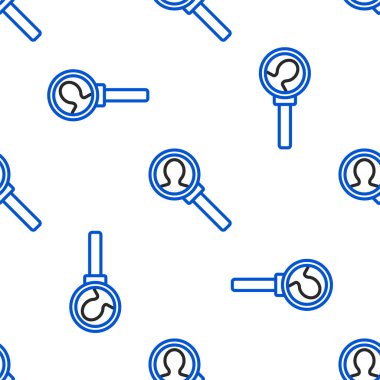 Arama simgesi için çizgi büyüteç beyaz arkaplanda izole edilmiş kusursuz desen. İşe alım ya da seçim konsepti. Çalışanları ve işi ara. Renkli taslak konsepti. Vektör.