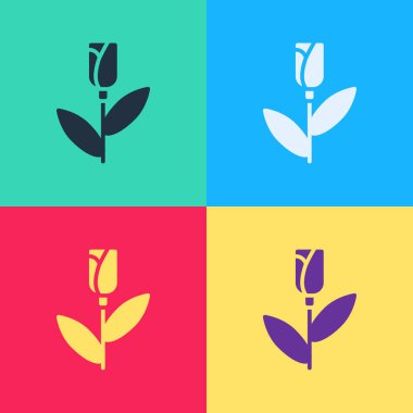 Pop Art Flower gül simgesi renk arkaplanında izole edildi. Vektör.