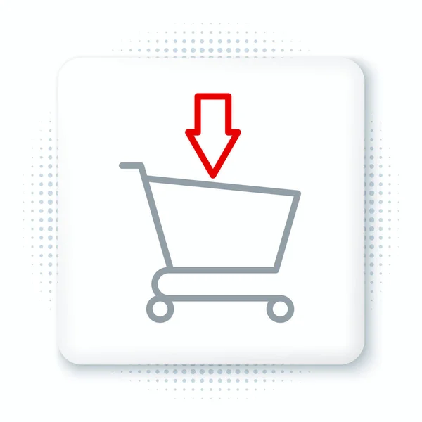 行添加到购物车图标隔离在白色背景 网上购物的概念 送货服务标志 超级市场篮子的象征 五彩缤纷的概念 — 图库矢量图片