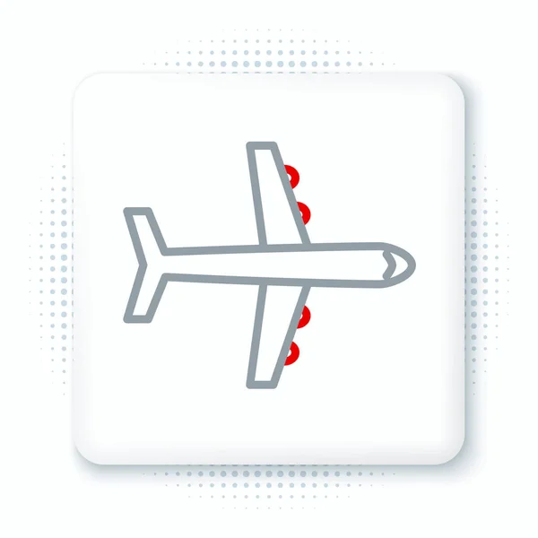 Icône Plan Ligne Isolé Sur Fond Blanc Icône Avion Volant — Image vectorielle