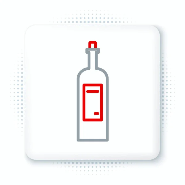 Line Fles Wijn Pictogram Geïsoleerd Witte Achtergrond Kleurrijk Concept Vector — Stockvector