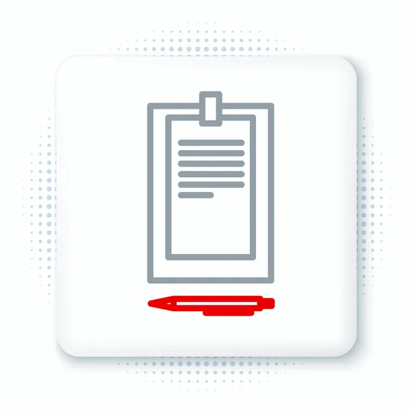 Linha Clipboard Com Ícone Documento Isolado Fundo Branco Conceito Esboço — Vetor de Stock