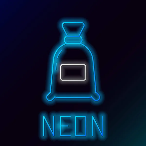 Zářící Neonová Čára Taška Mouky Ikony Izolované Černém Pozadí Barevný — Stockový vektor