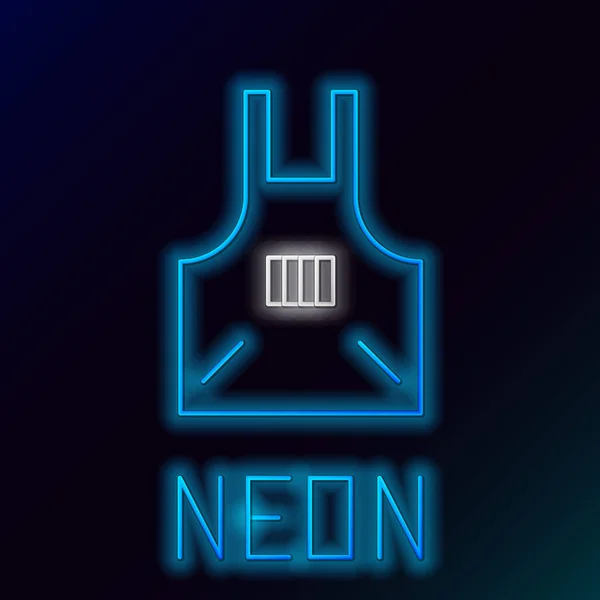 Gloeiende Neon Lijn Keukenschort Pictogram Geïsoleerd Zwarte Achtergrond Kok Uniform — Stockvector