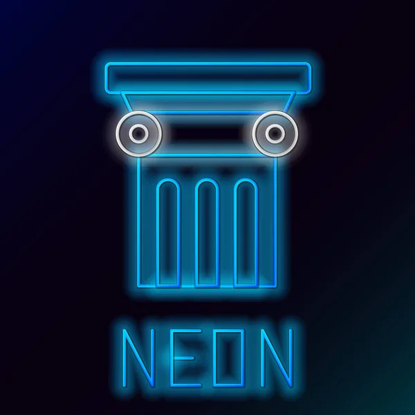 Gloeiende Neon Lijn Law Pilaar Pictogram Geïsoleerd Zwarte Achtergrond Kleurrijk — Stockvector