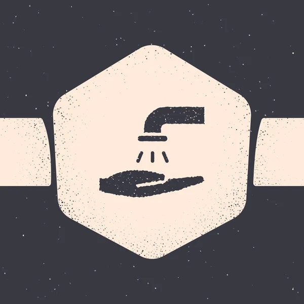 Grunge Laver Les Mains Avec Une Icône Savon Isolée Sur — Image vectorielle