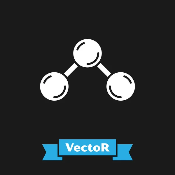Icono Molécula Blanca Aislado Sobre Fondo Negro Estructura Moléculas Química — Vector de stock