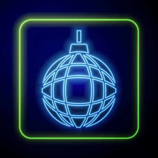 Brillante Icono Bola Neón Disco Aislado Sobre Fondo Azul Vector — Vector de stock