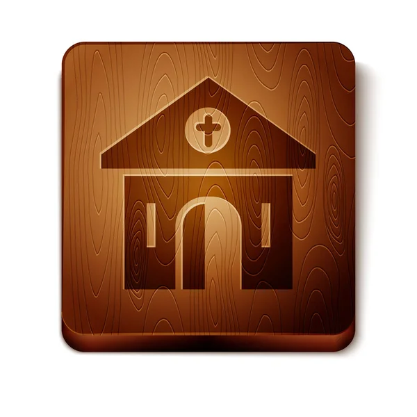 Brown Church Building Icon Isolated White Background Christian Church Religion — Stock Vector