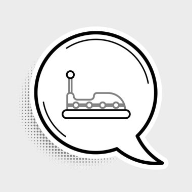 Çizgi çarpışan araba simgesi gri arkaplanda izole edildi. Eğlence parkı. Çocuklar için eğlence parkı, eğlence parkı. Renkli taslak konsepti. Vektör.